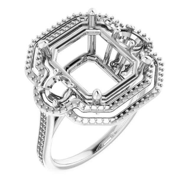 Three-Stone Halo-Style Engagement Ring