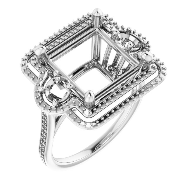 Three-Stone Halo-Style Engagement Ring