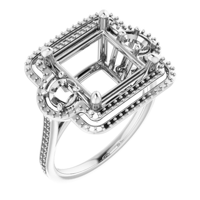 Three-Stone Halo-Style Engagement Ring