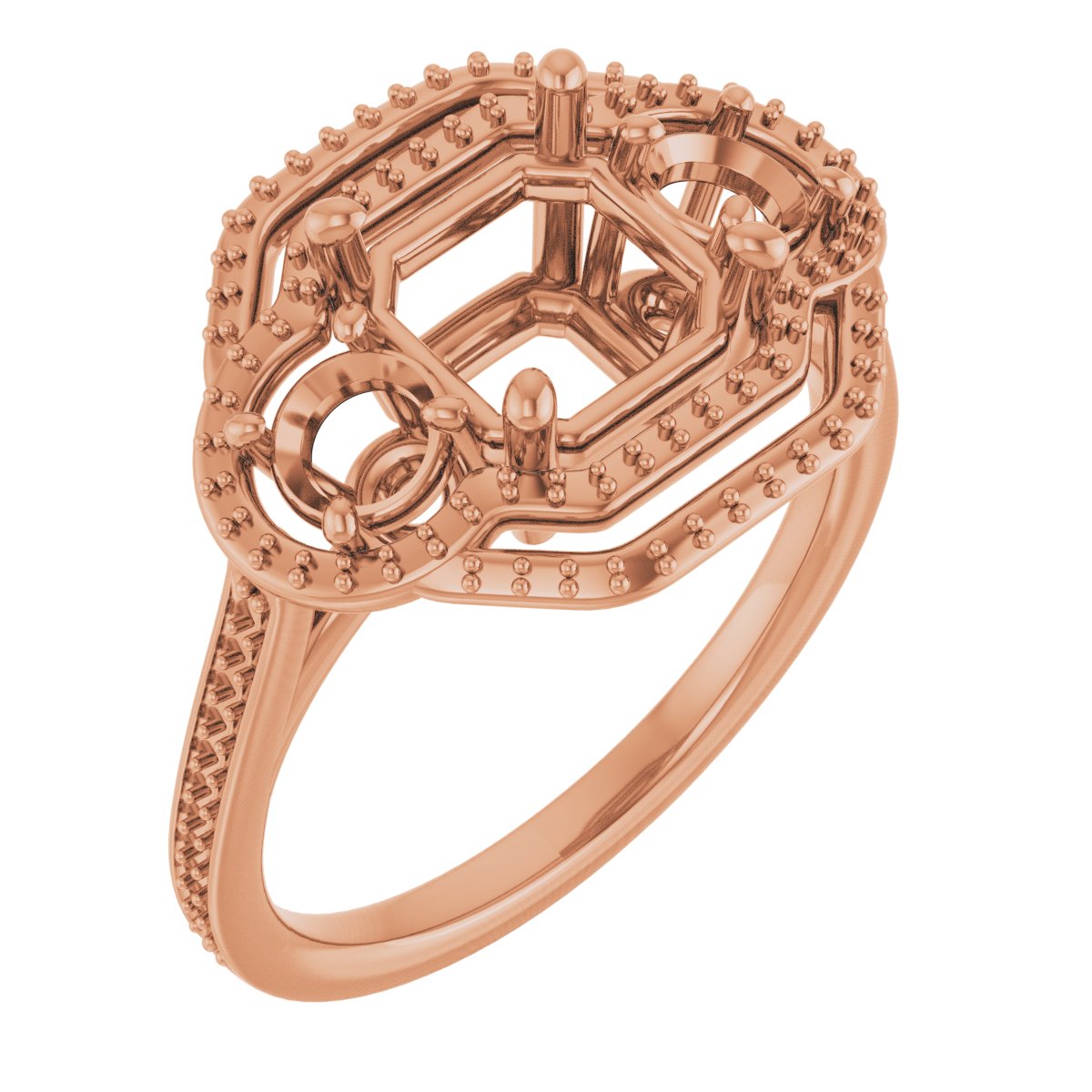 Three-Stone Halo-Style Engagement Ring