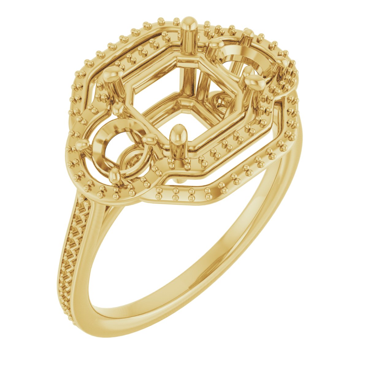 Three-Stone Halo-Style Engagement Ring