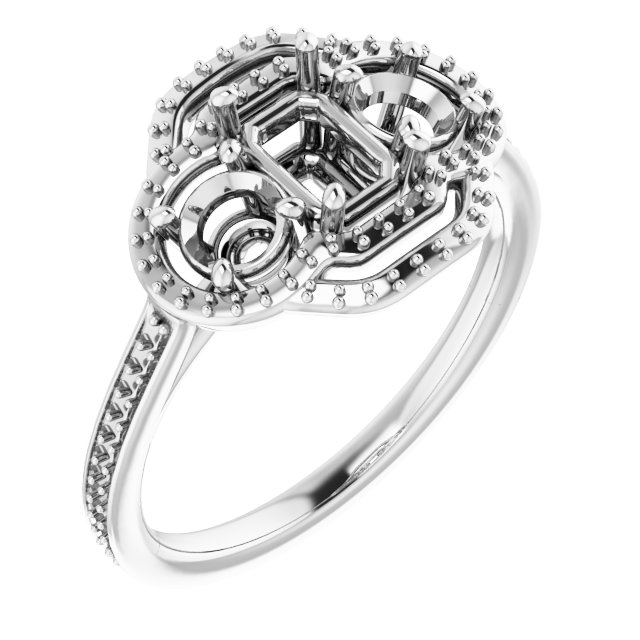 Three-Stone Halo-Style Engagement Ring