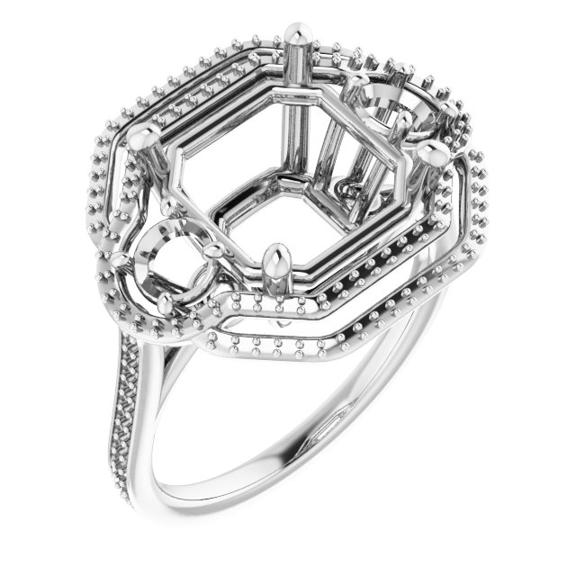 Three-Stone Halo-Style Engagement Ring