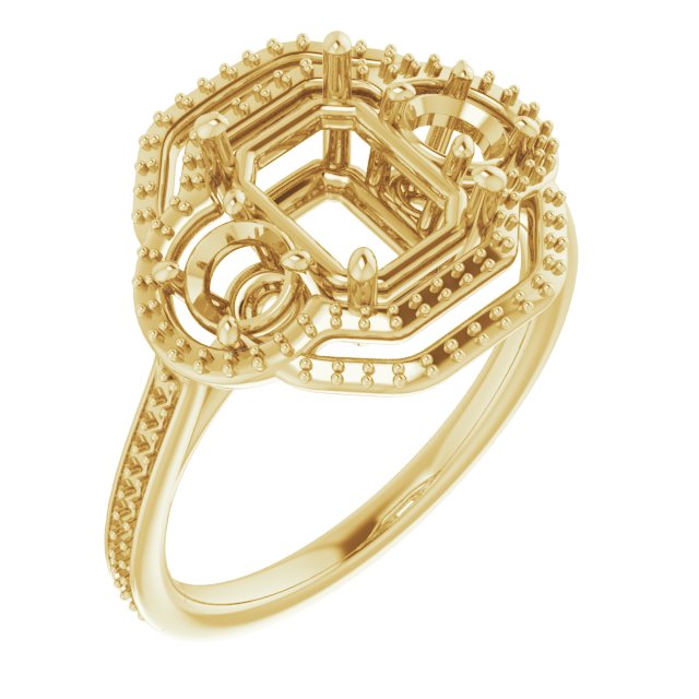 Three-Stone Halo-Style Engagement Ring