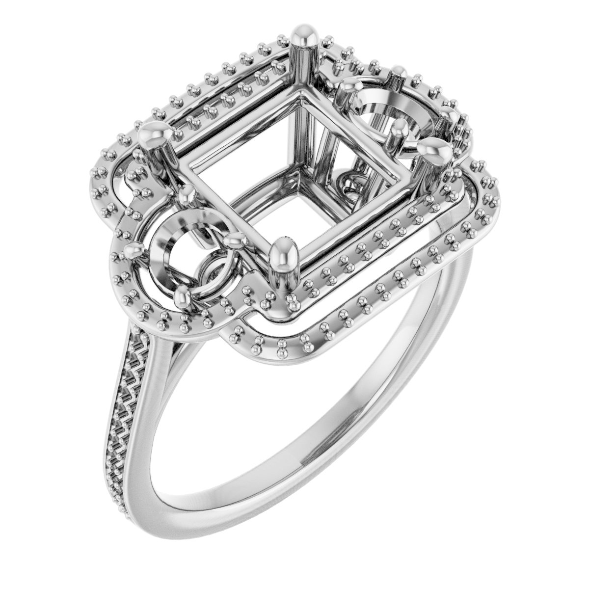 Three-Stone Halo-Style Engagement Ring