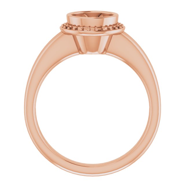18K Rose Gold 6.5 mm Round Bezel-Set Halo-Style Engagement Ring Mounting 