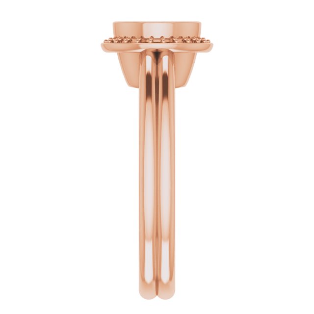 18K Rose Gold 6.5 mm Round Bezel-Set Halo-Style Engagement Ring Mounting 
