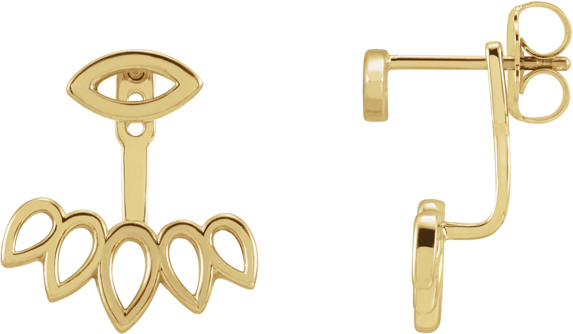 14K Yellow Geometric  Stud Earrings & Ear Jackets 