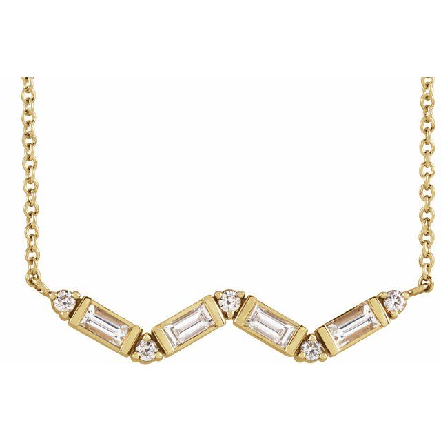 14K Yellow 1/3 CTW Diamond Bar 18" Necklace