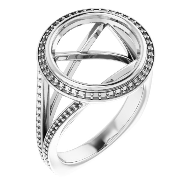 Bezel-Set Halo-Style Euro Shank Engagement Ring