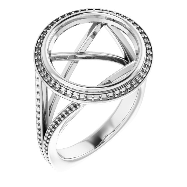 Bezel-Set Halo-Style Euro Shank Engagement Ring
