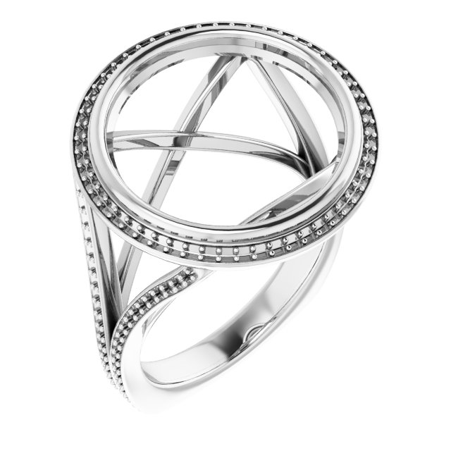 Bezel-Set Halo-Style Euro Shank Engagement Ring