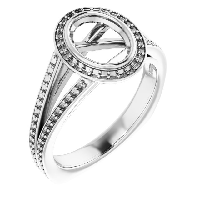 Bezel-Set Halo-Style Euro Shank Engagement Ring