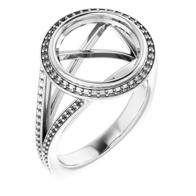 Bezel-Set Halo-Style Euro Shank Engagement Ring