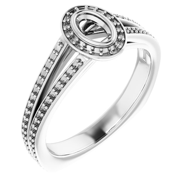 Bezel-Set Halo-Style Euro Shank Engagement Ring