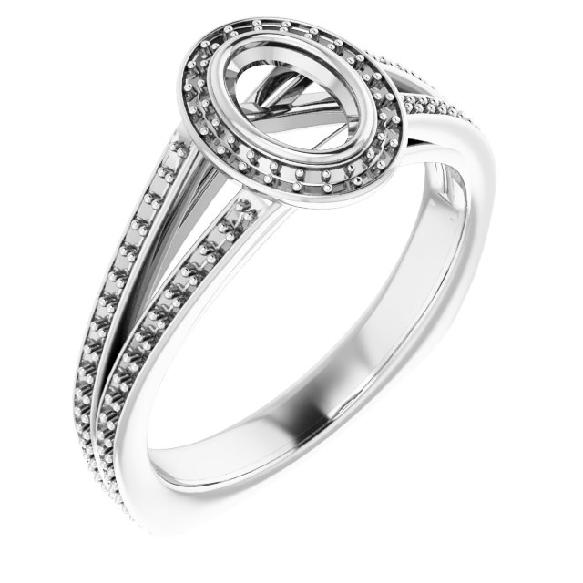 Bezel-Set Halo-Style Euro Shank Engagement Ring