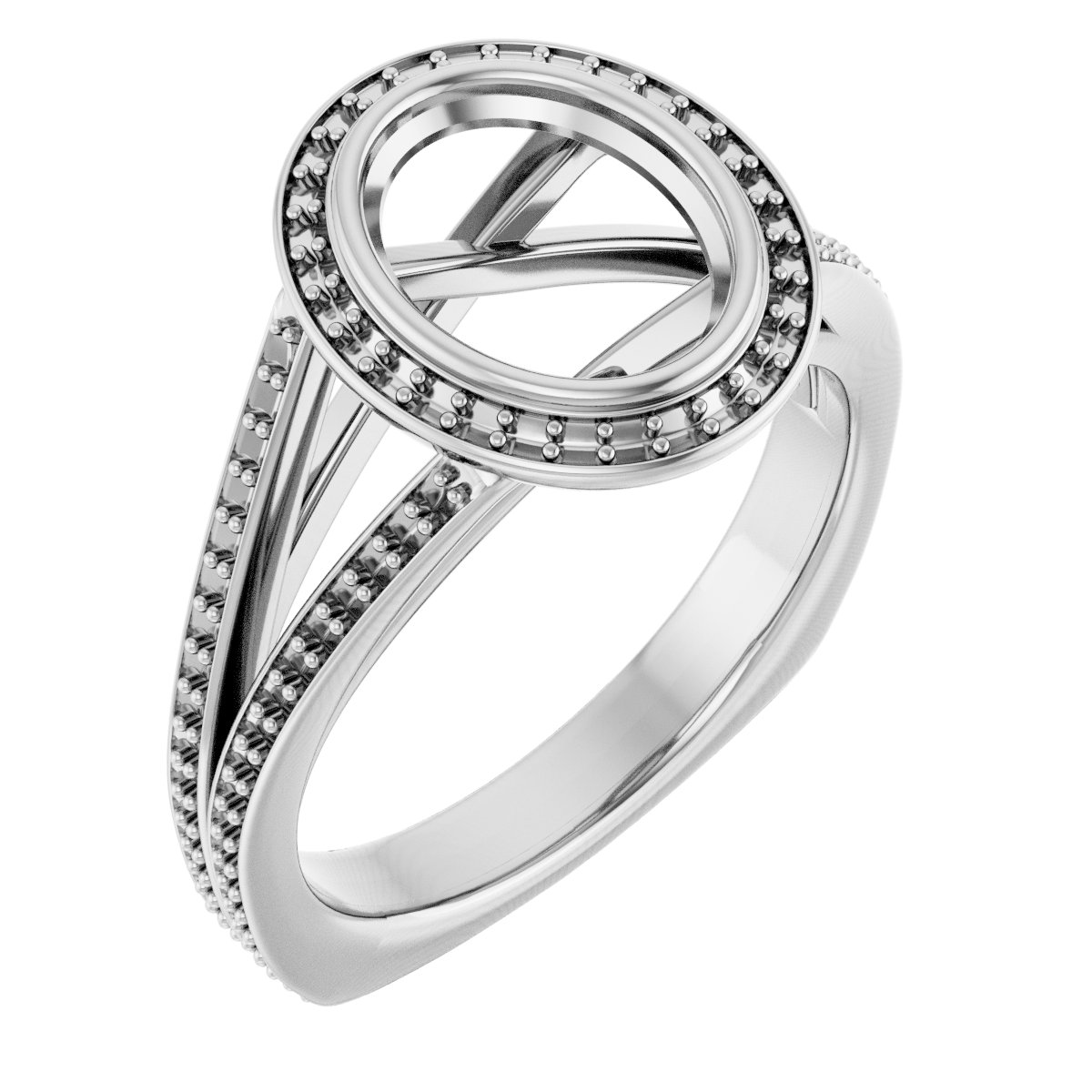 Bezel-Set Halo-Style Euro Shank Engagement Ring