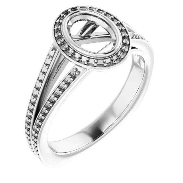 Bezel-Set Halo-Style Euro Shank Engagement Ring