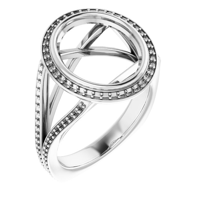 Bezel-Set Halo-Style Euro Shank Engagement Ring