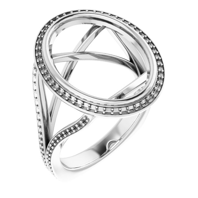 Bezel-Set Halo-Style Euro Shank Engagement Ring