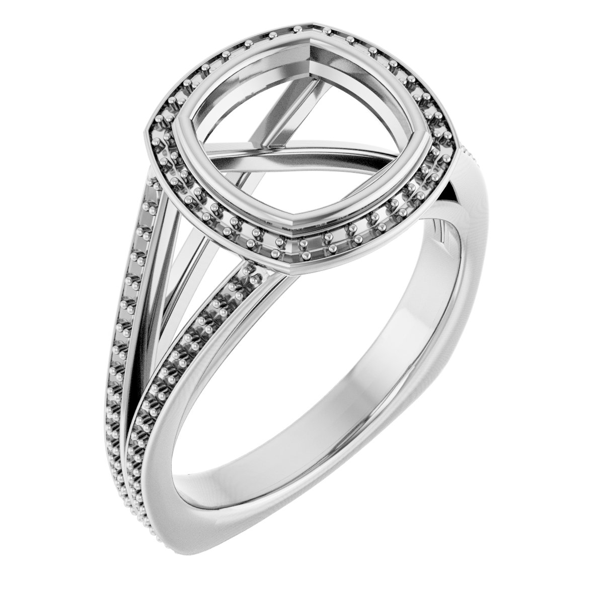 Bezel-Set Halo-Style Euro Shank Engagement Ring
