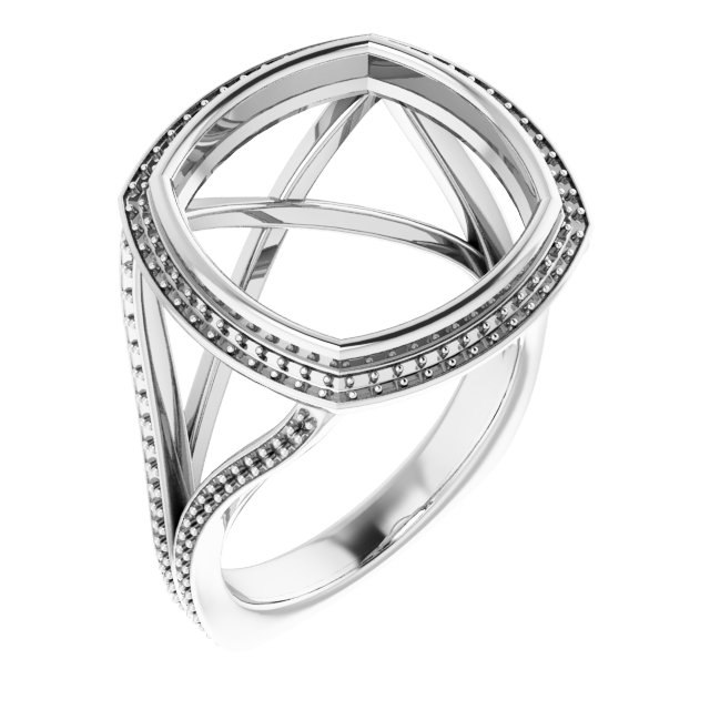 Bezel-Set Halo-Style Euro Shank Engagement Ring