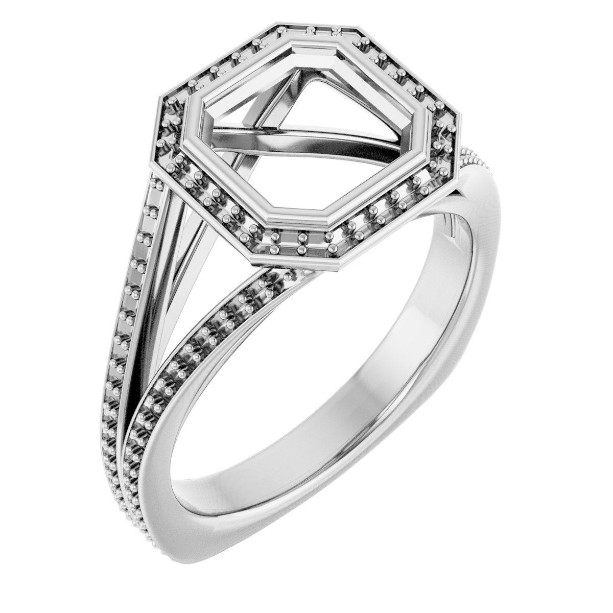 Bezel-Set Halo-Style Euro Shank Engagement Ring