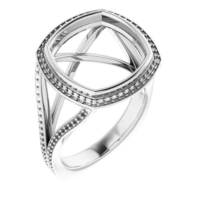 Bezel-Set Halo-Style Euro Shank Engagement Ring