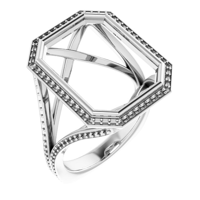Bezel-Set Halo-Style Euro Shank Engagement Ring
