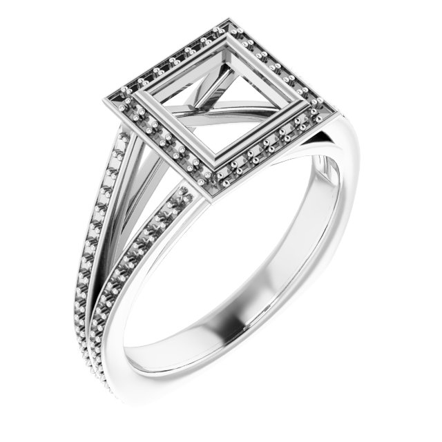 Bezel-Set Halo-Style Euro Shank Engagement Ring