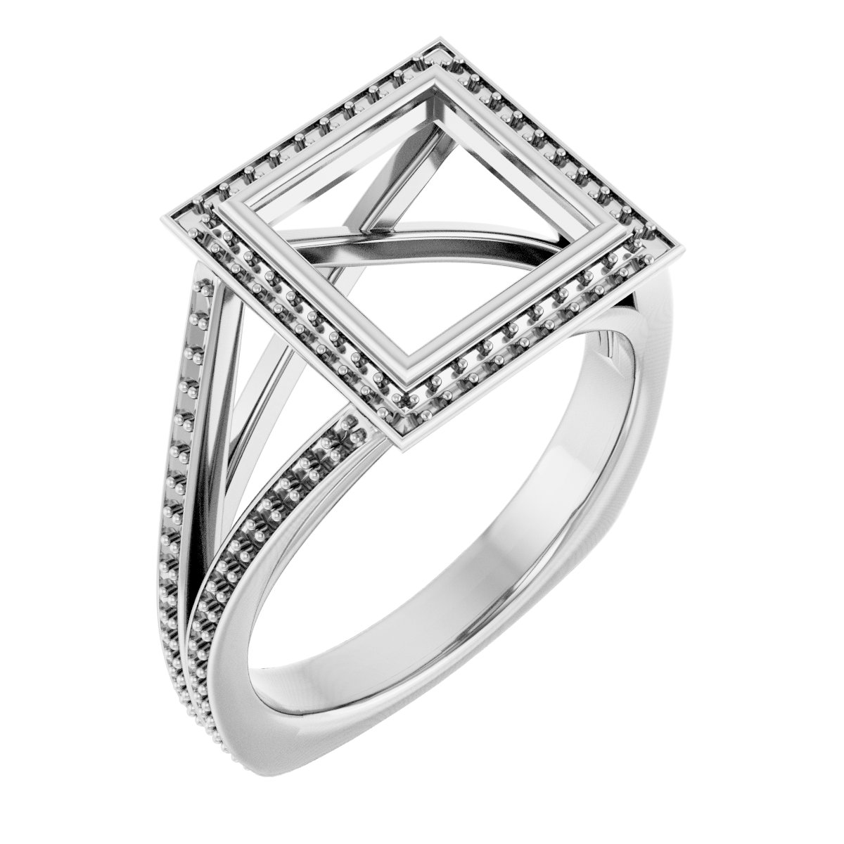 Bezel-Set Halo-Style Euro Shank Engagement Ring