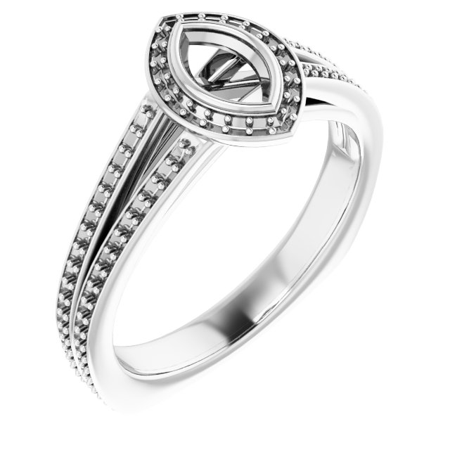 Bezel-Set Halo-Style Euro Shank Engagement Ring