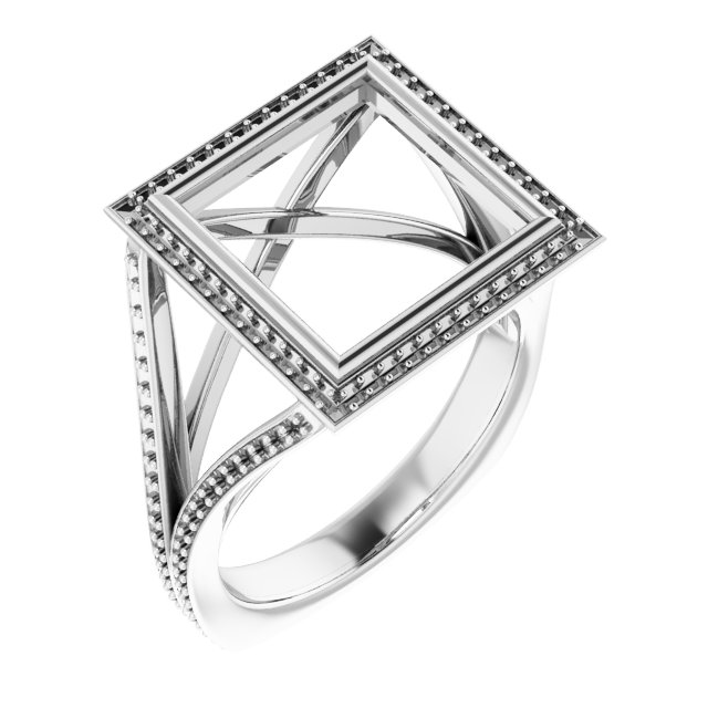 Bezel-Set Halo-Style Euro Shank Engagement Ring