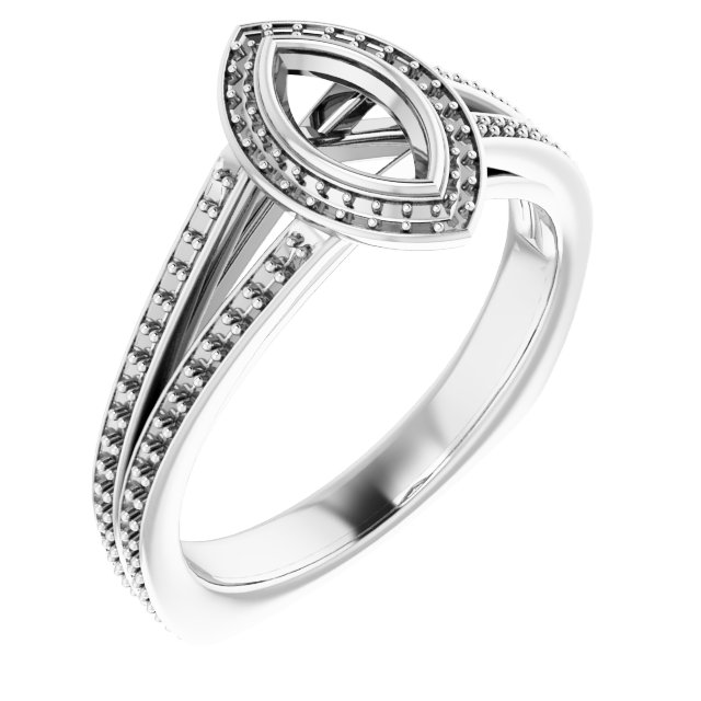 Bezel-Set Halo-Style Euro Shank Engagement Ring