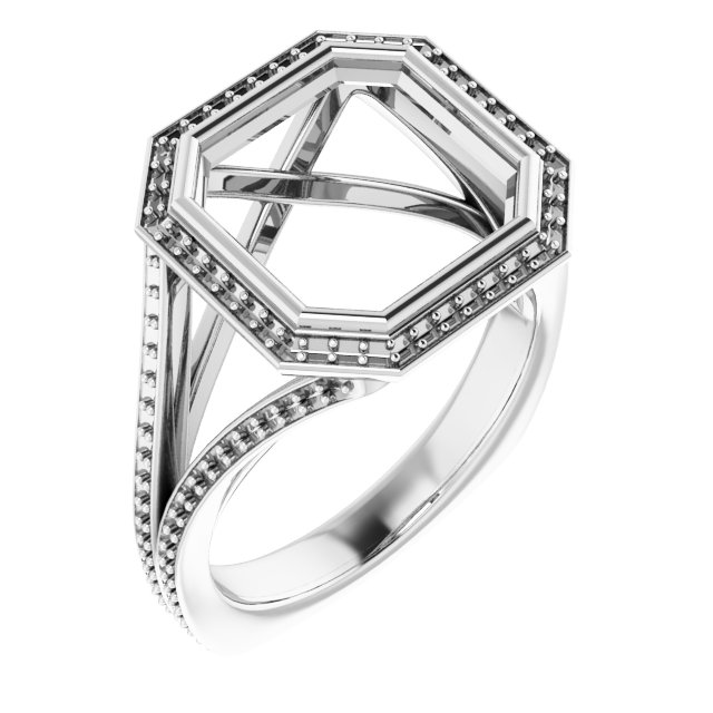 Bezel-Set Halo-Style Euro Shank Engagement Ring