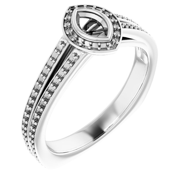 Bezel-Set Halo-Style Euro Shank Engagement Ring