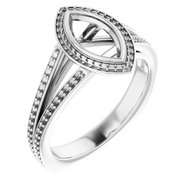 Bezel-Set Halo-Style Euro Shank Engagement Ring