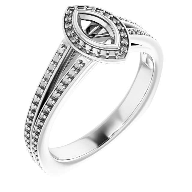 Bezel-Set Halo-Style Euro Shank Engagement Ring