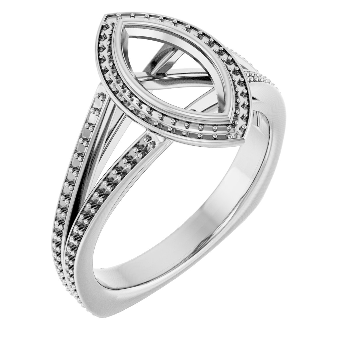 Bezel-Set Halo-Style Euro Shank Engagement Ring