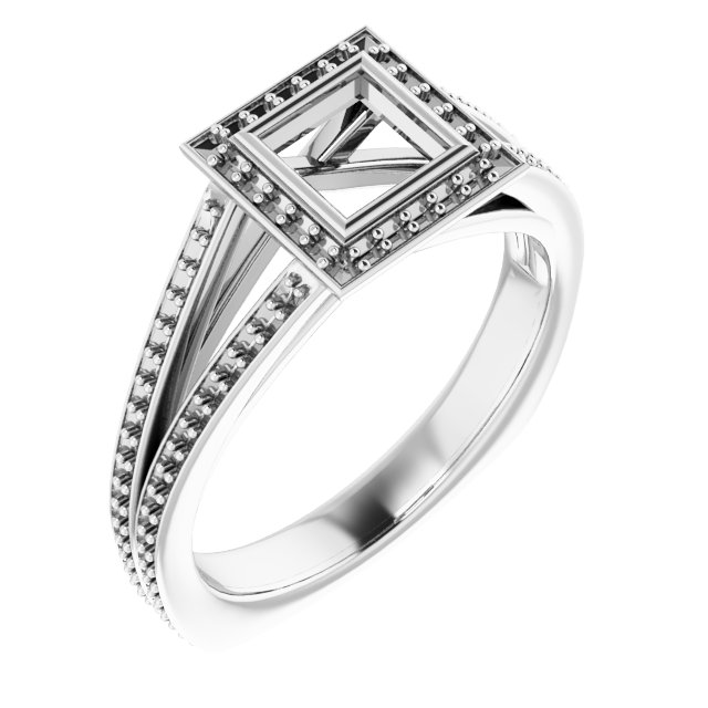 Bezel-Set Halo-Style Euro Shank Engagement Ring