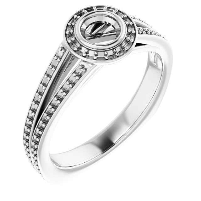 Bezel-Set Halo-Style Euro Shank Engagement Ring
