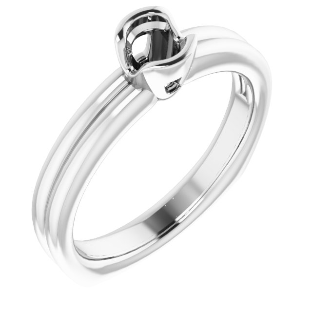 Grooved Half Bezel Solitaire Ring