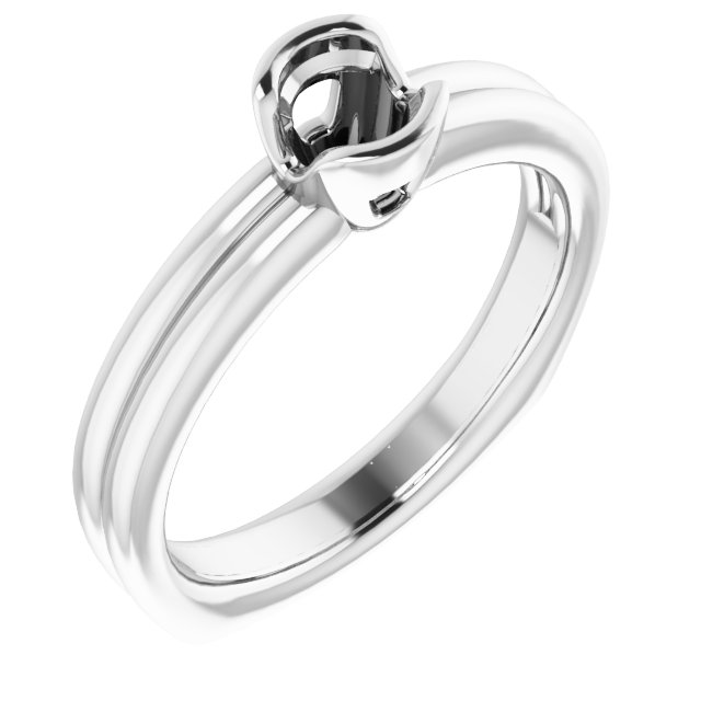 Grooved Half Bezel Solitaire Ring