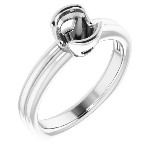 Grooved Half Bezel Solitaire Ring