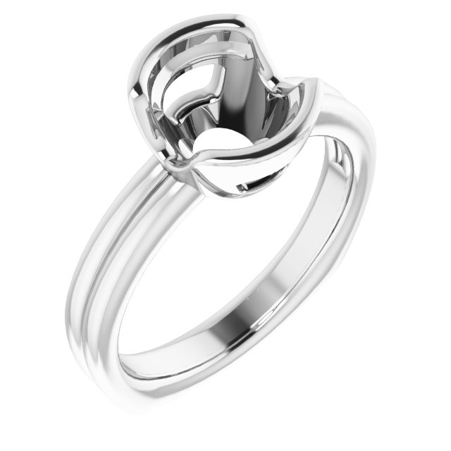 14K White 8 mm Round Ring Mounting 