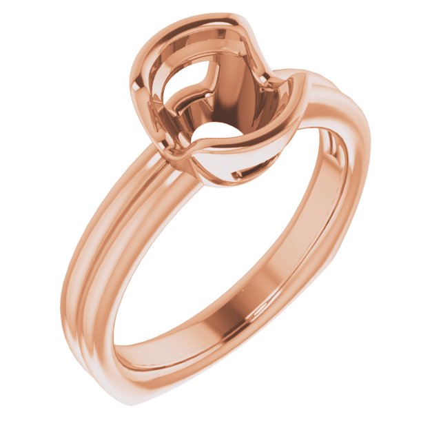 14K Rose 7.4 mm Round Ring Mounting 