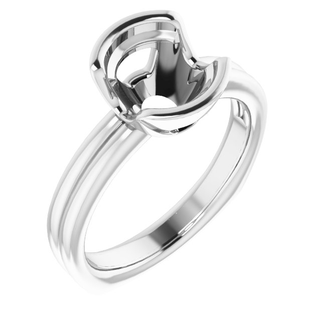 Grooved Half Bezel Solitaire Ring