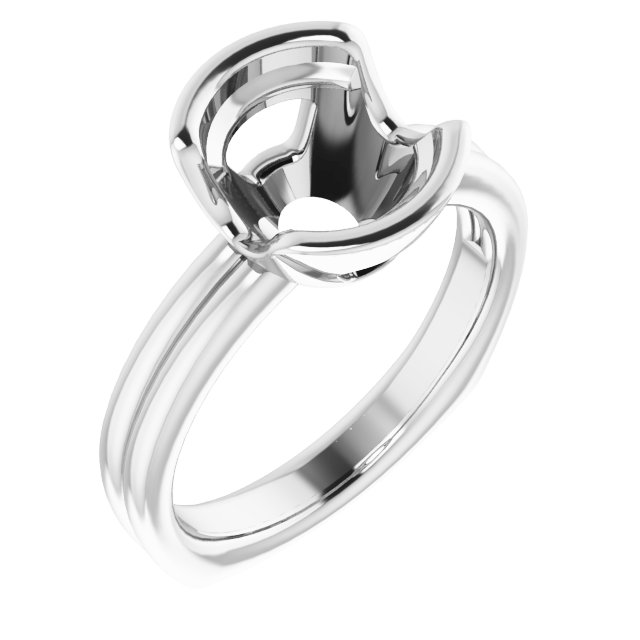Grooved Half Bezel Solitaire Ring
