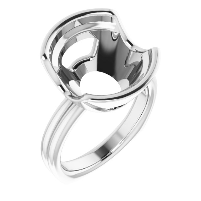 Grooved Half Bezel Solitaire Ring