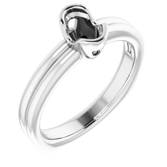 14K White 6x4 mm Oval Ring Mounting 